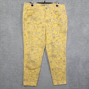 Code Bleu Womens Jeans Size 12 Chloe Low Rise Ankle‎ Yellow Floral Pants